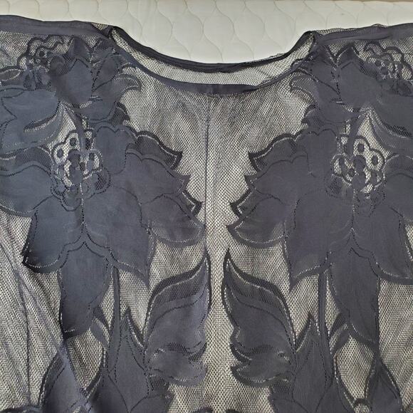 Unbranded Swimming Suit Cover Up Women's Large Black Floral & Fringe Beautiful - Picture 4 of 7